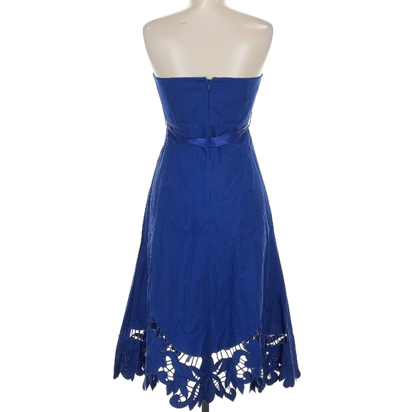 Betsey Johnson Elegant Blue Cutout Strapless Cotton Dress Size 8 - Picture 2 of 12